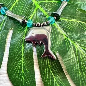 BOGO FREE Hematite Magnetic Necklace Black Gunmetal Beaded Dolphin Pendant
